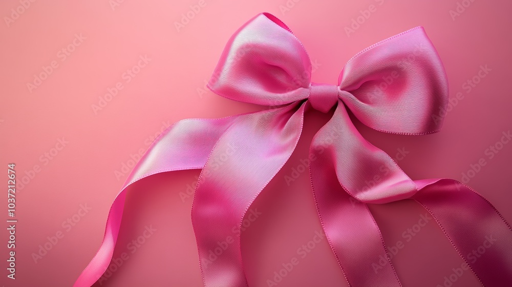 Elegant Pink Bow on a Pink Background with Soft Lighting Elegant Pink Bow on a Pink Background with Soft Lighting