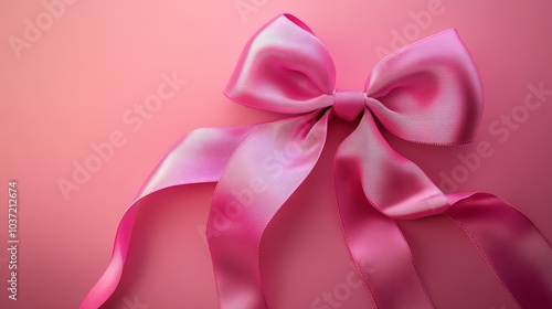 Elegant Pink Bow on a Pink Background with Soft Lighting