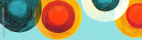 Vibrant abstract circles in bold colors create a dynamic composition perfect for modern art and design inspiration.