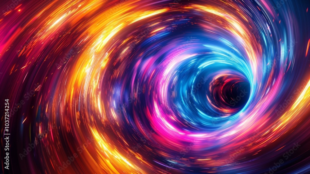 Vibrant time travel portal with swirling neon lights, a colorful gateway to excitement and dreams Vibrant time travel portal with swirling neon lights, a colorful gateway to excitement and dreams
