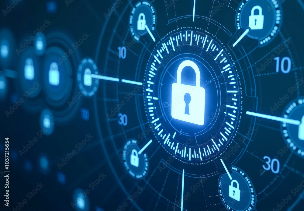 padlock in virtual reality, a concept of data protection on the network padlock in virtual reality, a concept of data protection on the network
