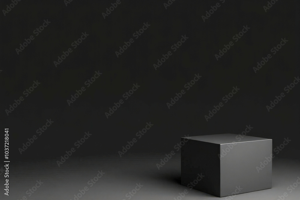 A black cube in a black room, minimalism A black cube in a black room, minimalism