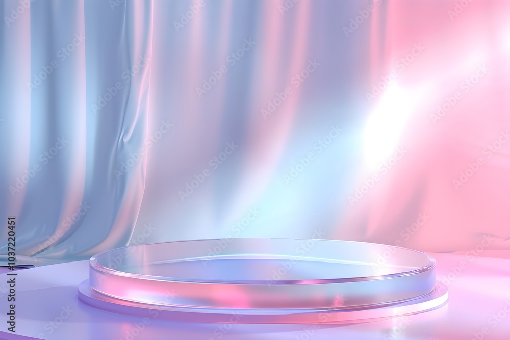 Empty transparent glass podium on light background. 3D render style. Modern product display. Cyber Monday, Black Friday, 11.11. Modern minimalistic platform for product presentation. Mockup for design Empty transparent glass podium on light background. 3D render style. Modern product display. Cyber Monday, Black Friday, 11.11. Modern minimalistic platform for product presentation. Mockup for design