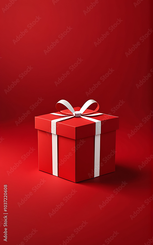 Fototapeta premium red gift box design features minimalist concept dark red background isolated rendering holidays