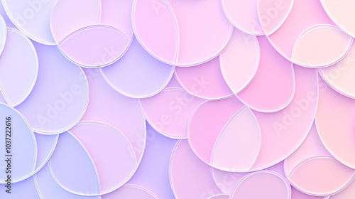 Minimalist 3D modern abstract background Soft Pastel Pink and Lavender geometric pattern of interlocking circles in soft pastel shades