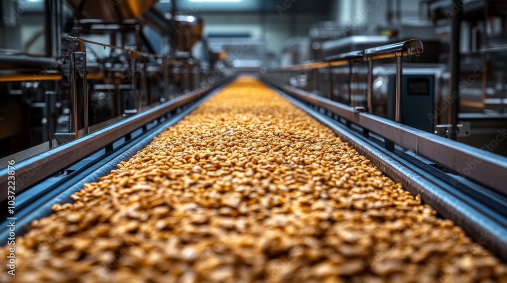 Oats moving through an industrial dryer. Oats moving through an industrial dryer.
