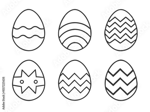 Minimalist Easter Egg Vector Set with Unique Line Patterns for Festive Designs