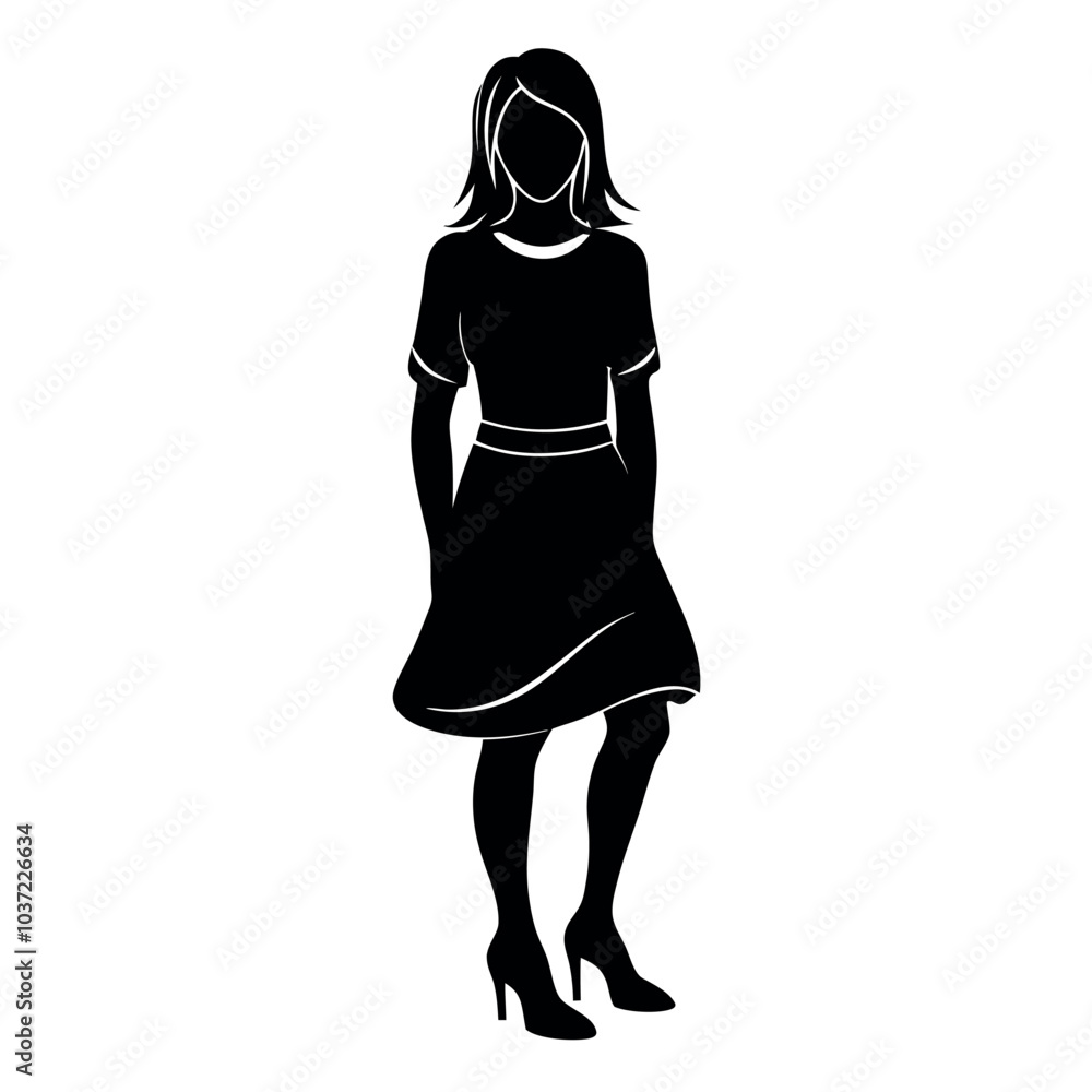 Woman black silhouette vector on a isolated white background Woman black silhouette vector on a isolated white background