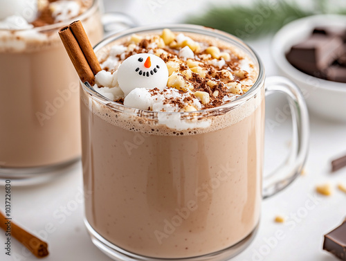 Hot chocolate with melted snowman 