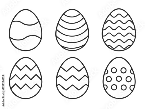 Minimalist Easter Egg Vector Set with Unique Line Patterns for Festive Designs