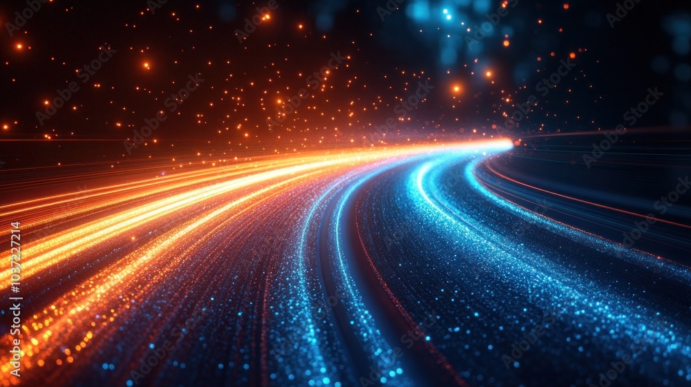 Abstract Light Trails in a Dark Background Abstract Light Trails in a Dark Background