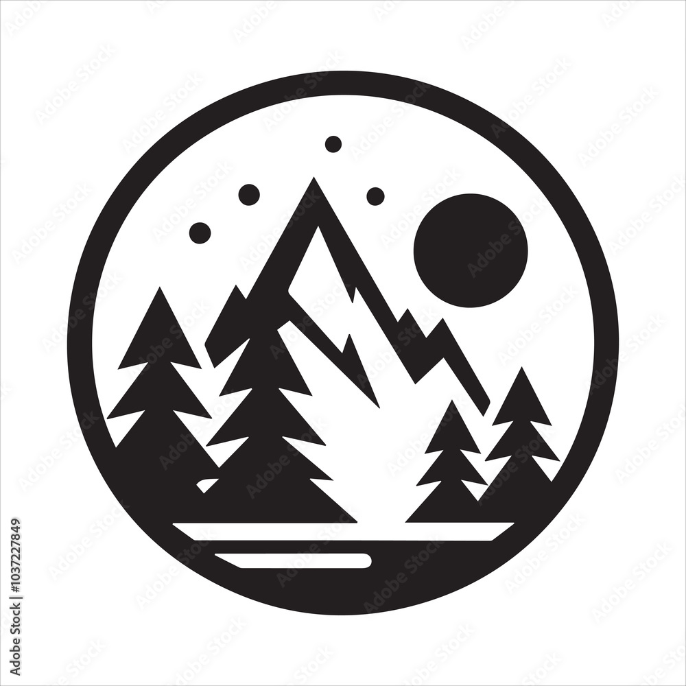 mountaun and forest simple logo, black, icon mountaun and forest simple logo, black, icon