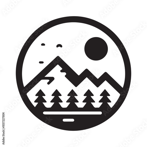 Free Download mountaun and forest simple logo, black, icon - GFXLoad