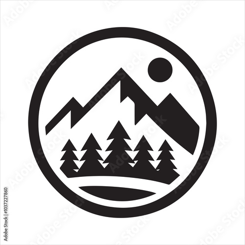 Free Download mountaun and forest simple logo, black, icon - GFXLoad