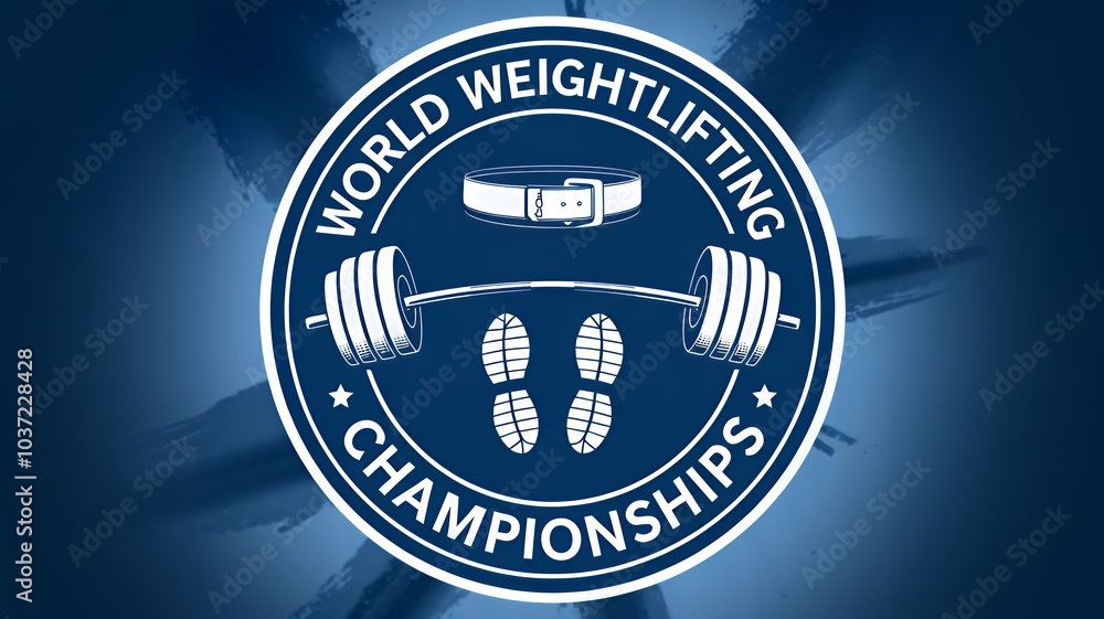 Fototapeta premium logo of a weightlifting competition with text 