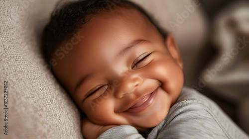 Adorable Baby Boy Smiling in Sleep