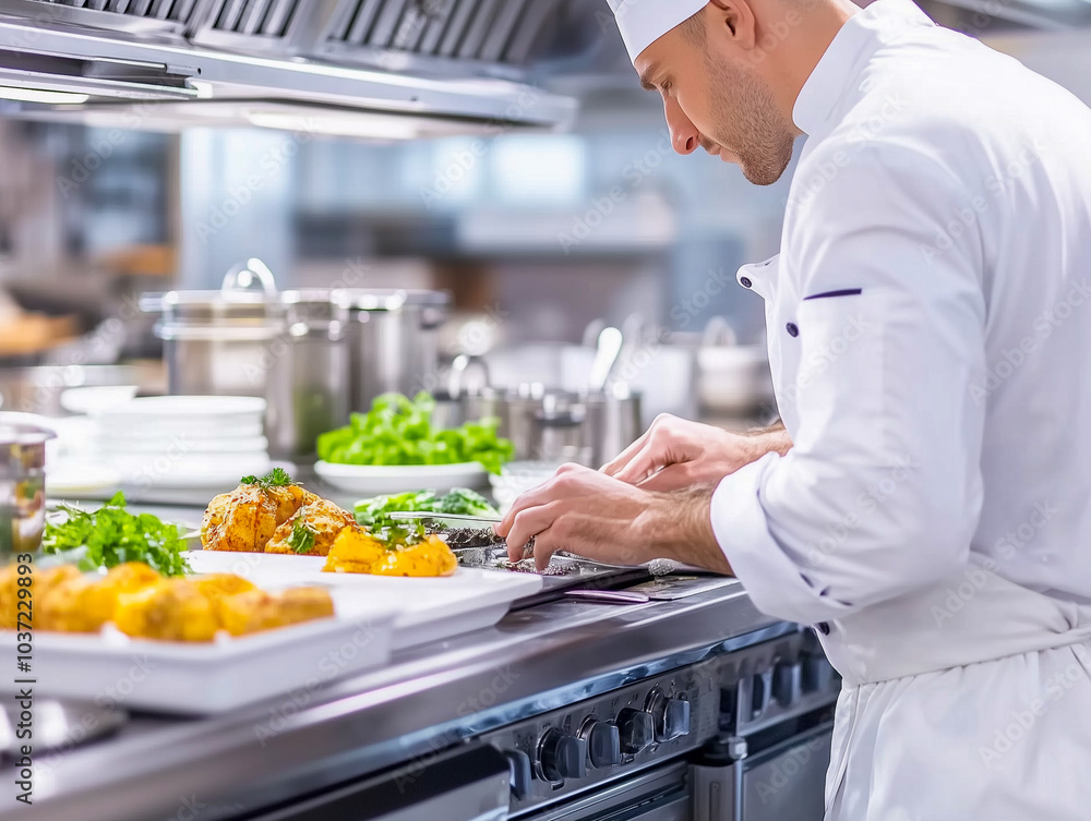 modern kitchen and busy chefs modern kitchen and busy chefs