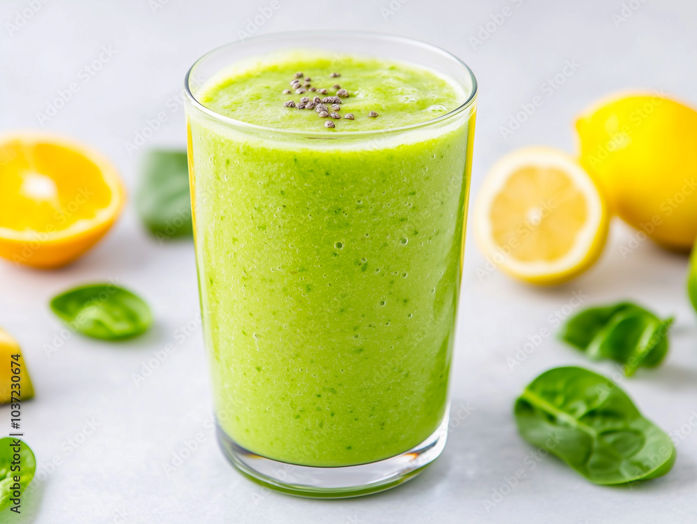Fototapeta premium natural organic smoothie green spinach - healthy food