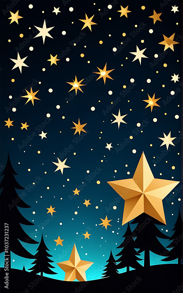 Fototapeta premium sparkling christmas lights twinkle starry sky golden glitter festive atmosphere
