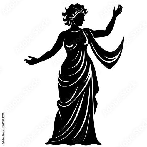 Greek goddess silhouette vector illustration on white background