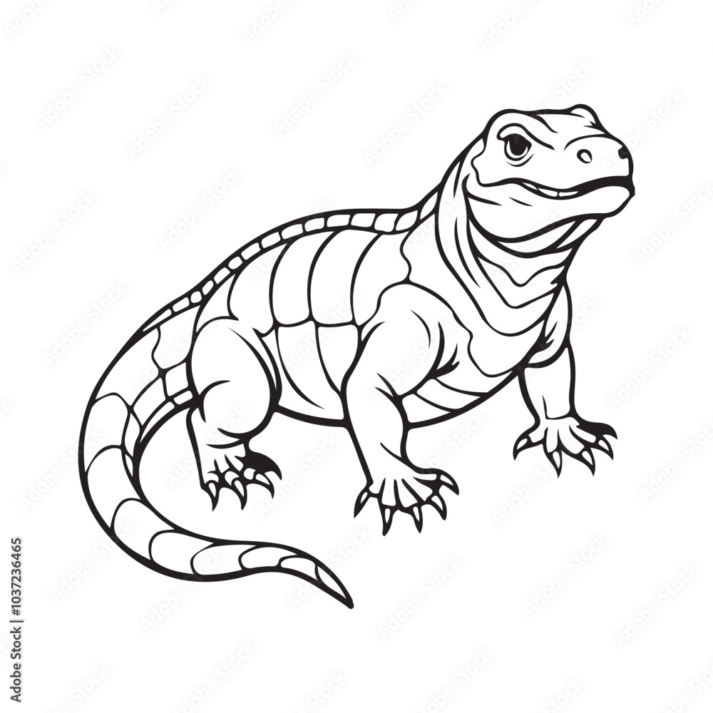 Obraz premium Silhouette vector style komodo dragon with white background