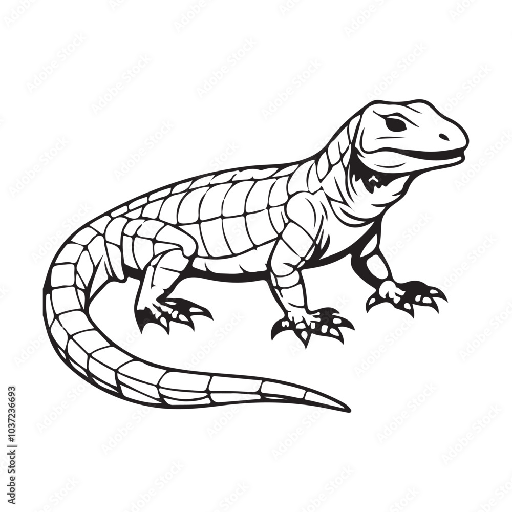 Silhouette vector style komodo dragon with white background Silhouette vector style komodo dragon with white background
