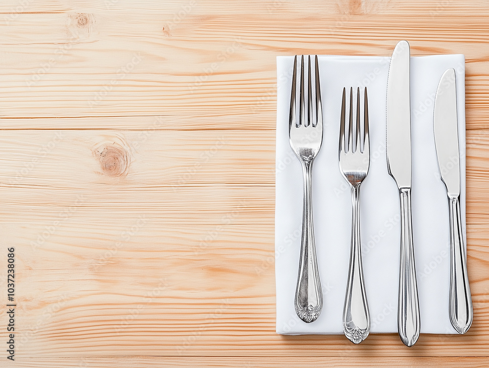 serving in the restaurant, fork and knife / interior view of the restaurant with a table served knife and fork on the table in a cafe serving in the restaurant, fork and knife / interior view of the restaurant with a table served knife and fork on the table in a cafe