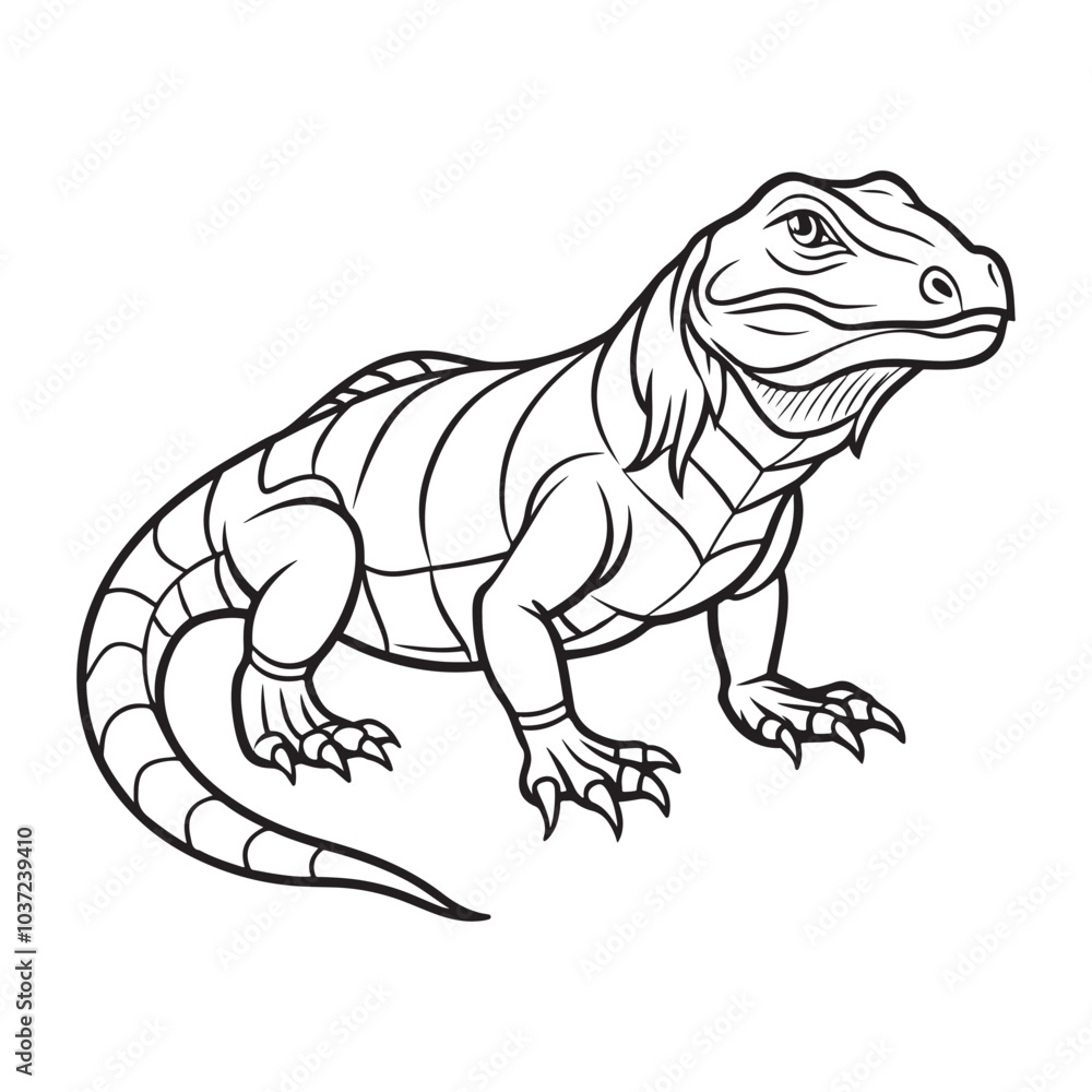 Silhouette vector style komodo dragon with white background Silhouette vector style komodo dragon with white background