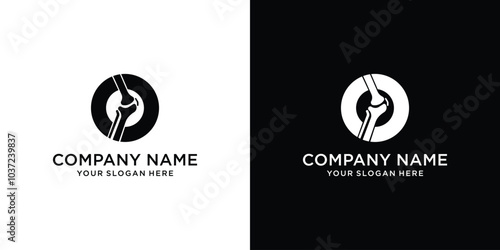 Knee Joint Bone Vector Logo Design. Orthopedic Health Clinic Logo Design Inspiration.