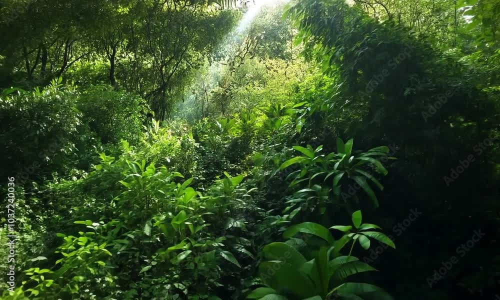 Sunlight Through Dense Tropical Jungle Sunlight Through Dense Tropical Jungle
