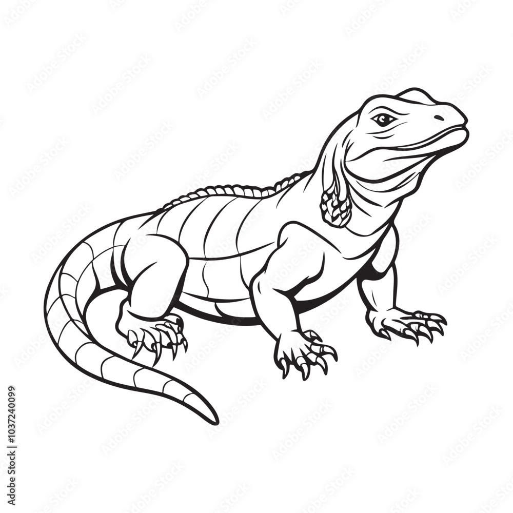 Obraz premium Silhouette vector style komodo dragon with white background