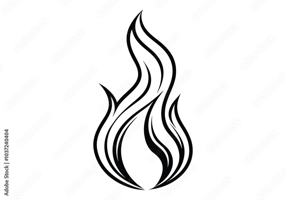 One Line Drawing of an Abstract Flame – Minimalist Fire Vector One Line Drawing of an Abstract Flame – Minimalist Fire Vector