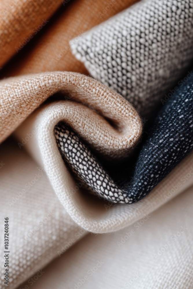 Fototapeta premium Various textured fabric folds captured in natural light showcasing diverse colors and patterns