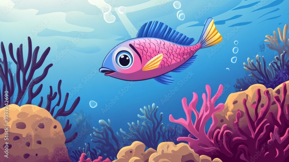 Cartoon Fish in the Ocean. Cartoon Fish in the Ocean.