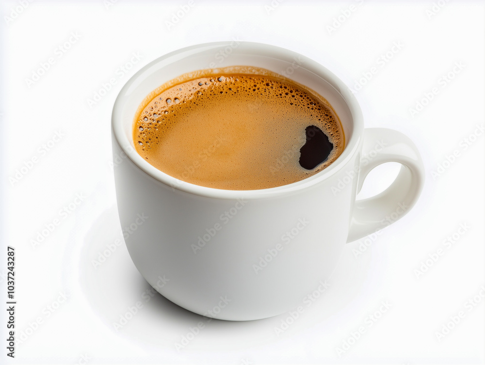 top view a cup of espresso coffee isolated on white background top view a cup of espresso coffee isolated on white background