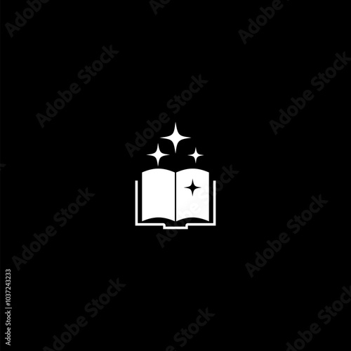 Ancient magic book icon isolated on dark background