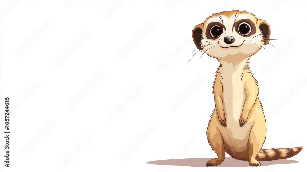 Obraz premium Cute Meerkat Cartoon Illustration.