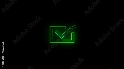 Image of a choice neon lamp made of neon lamps on a background in the form of a dark brick wall.4k.