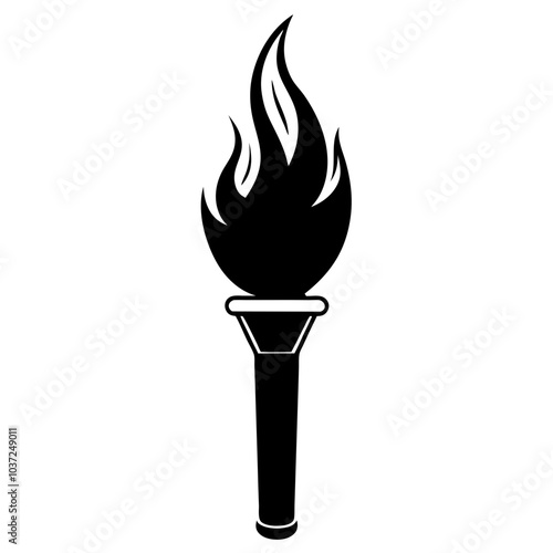 a fire torch silhouette vector Illustration line art transparent background