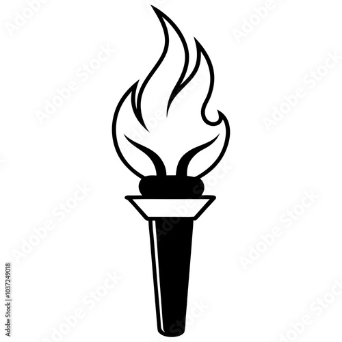 a fire torch silhouette vector Illustration line art transparent background