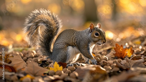 Squirrel in Autumn Leaves