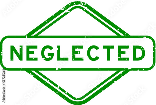 Grunge green neglected word rubber seal stamp on white background