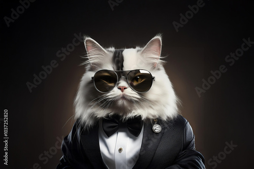 Obraz na płótnie Ein Perserkater im Anzug mit Sonnenbrille w salonie
