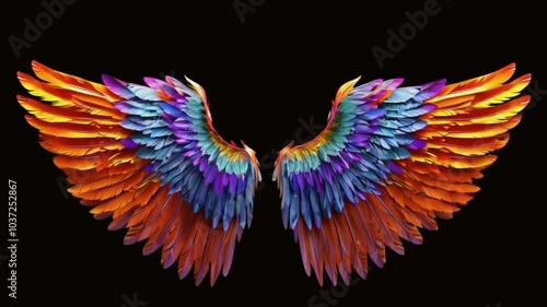 Vibrant Plumage Display A Stunning Pair of Colorful Wings in 4K.