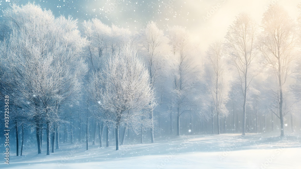 Snow-Covered Trees in a Winter Forest
