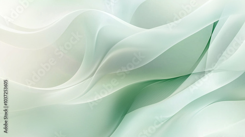 3D render Abstract background with gradient green waves minimalist background