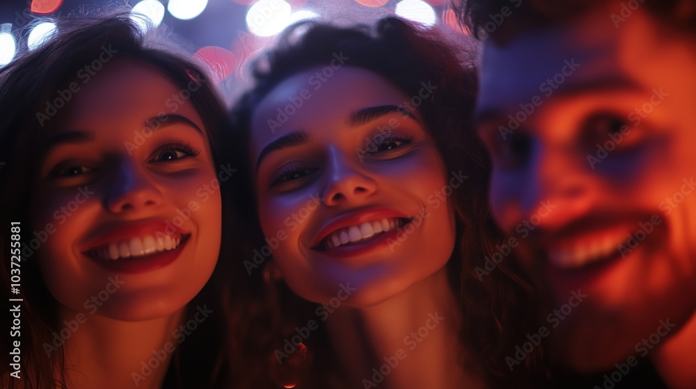 Close-Up of a Smiling Woman with Bokeh Lights Close-Up of a Smiling Woman with Bokeh Lights