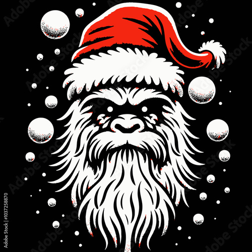 Bigfoot in a Santa Hat Throws Snowballs