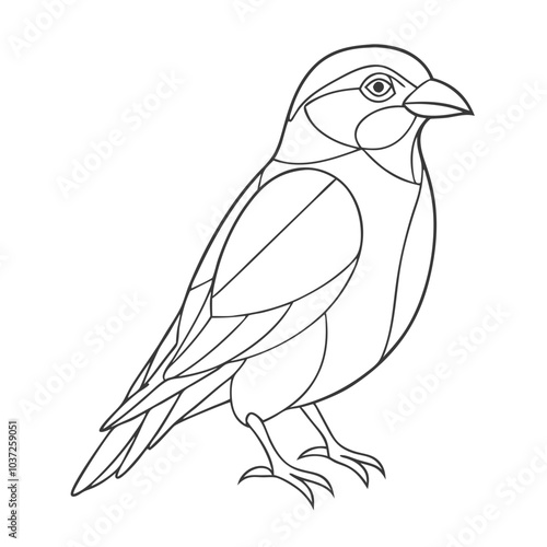  Bird line drawing in geometric style