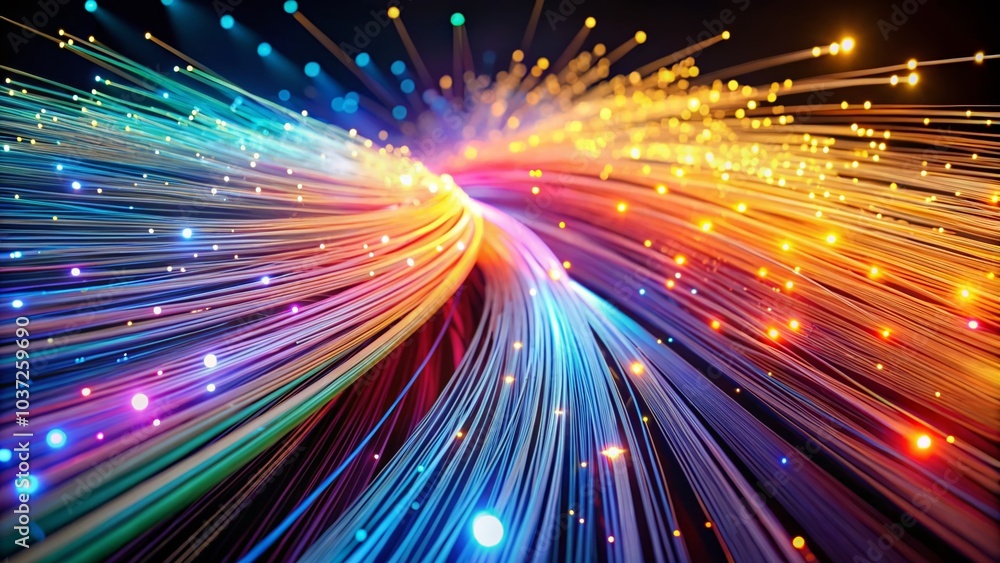 Obraz premium High-Definition Panoramic View of Fiber Optic Data Streams in 4K Resolution for Stunning Visuals